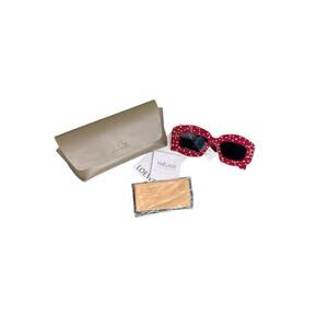 Loewe NWT Starry Night Red Acetate Rectangle Sunglasses w/Leather Case